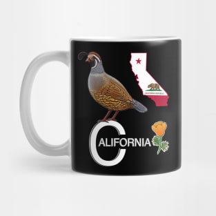 California quail state bird Californian poppy flowers Mug